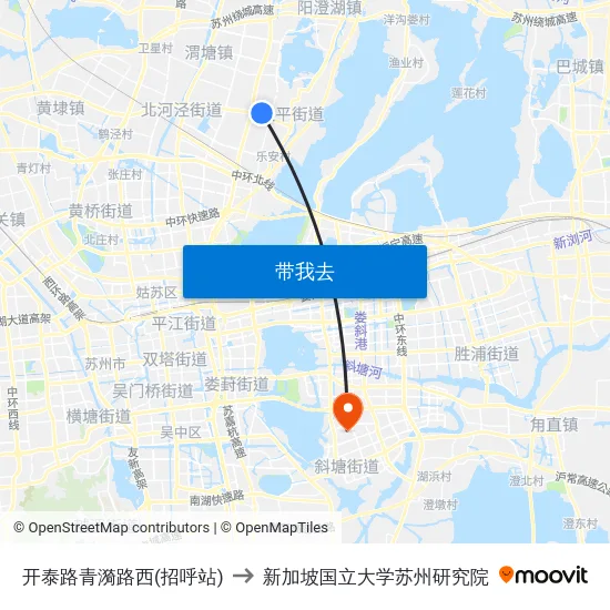 开泰路青漪路西(招呼站) to 新加坡国立大学苏州研究院 map