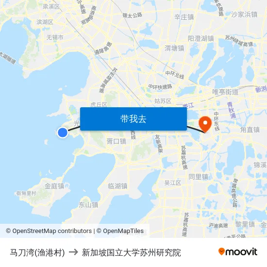 马刀湾(渔港村) to 新加坡国立大学苏州研究院 map