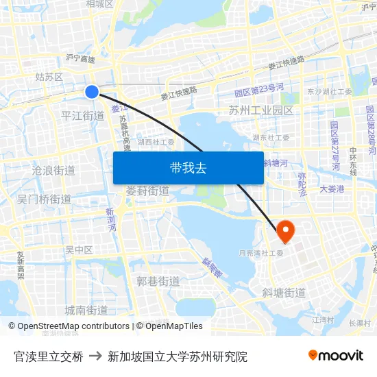 官渎里立交桥 to 新加坡国立大学苏州研究院 map