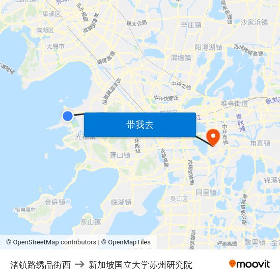 渚镇路绣品街西 to 新加坡国立大学苏州研究院 map