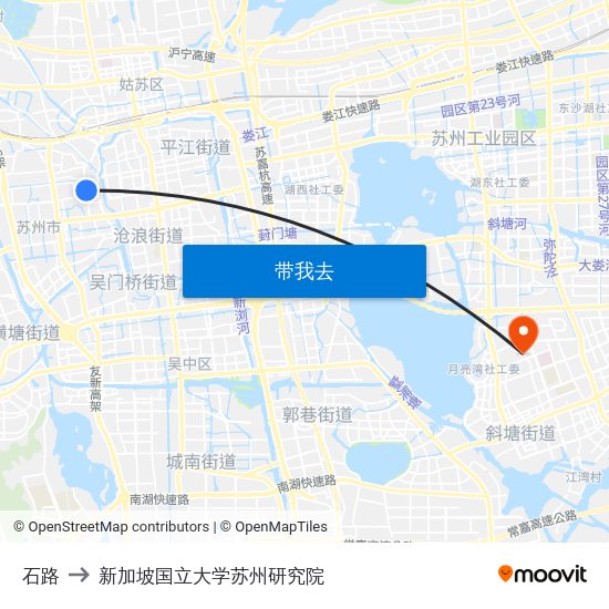 石路 to 新加坡国立大学苏州研究院 map