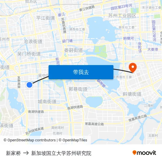 新家桥 to 新加坡国立大学苏州研究院 map