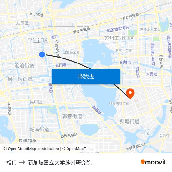 相门 to 新加坡国立大学苏州研究院 map