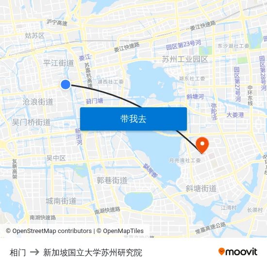 相门 to 新加坡国立大学苏州研究院 map