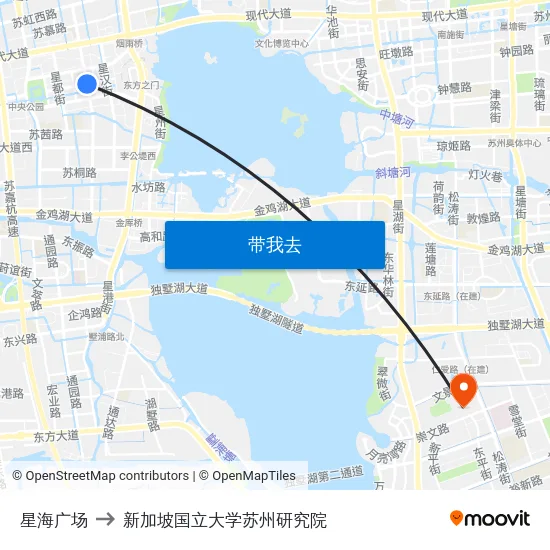 星海广场 to 新加坡国立大学苏州研究院 map