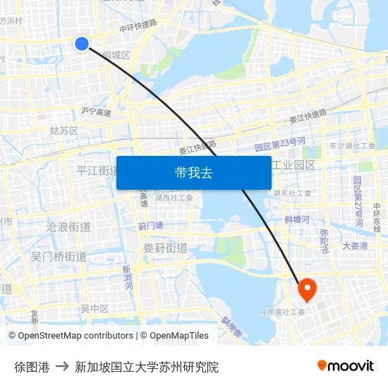 徐图港 to 新加坡国立大学苏州研究院 map