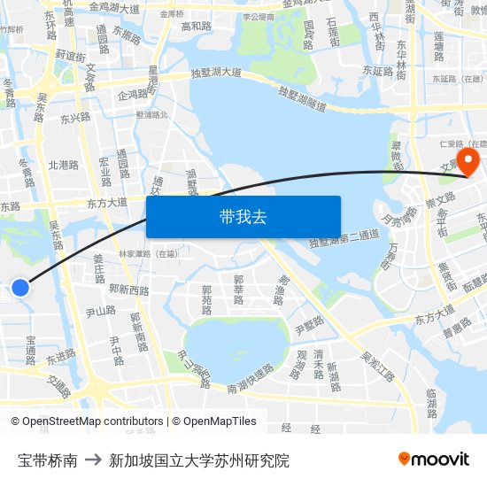 宝带桥南 to 新加坡国立大学苏州研究院 map