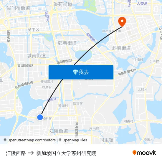 江陵西路 to 新加坡国立大学苏州研究院 map