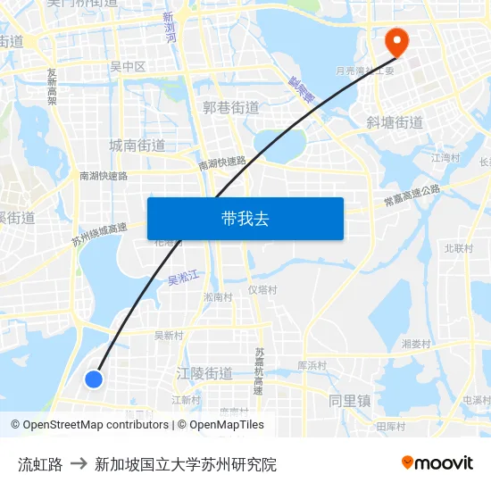 流虹路 to 新加坡国立大学苏州研究院 map