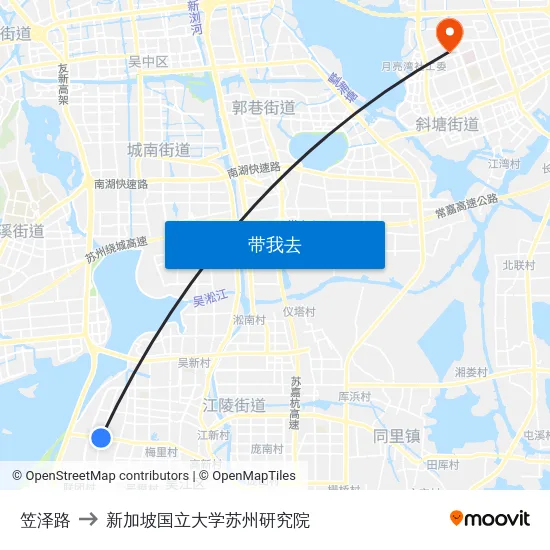 笠泽路 to 新加坡国立大学苏州研究院 map