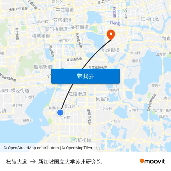 松陵大道 to 新加坡国立大学苏州研究院 map