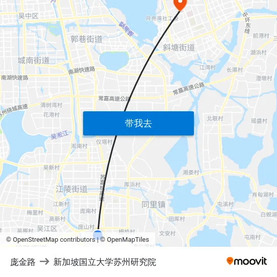 庞金路 to 新加坡国立大学苏州研究院 map