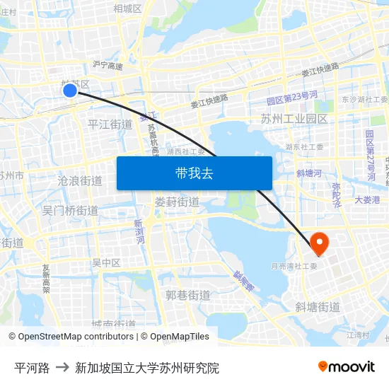 平河路 to 新加坡国立大学苏州研究院 map