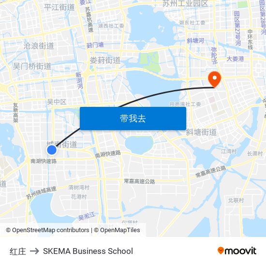 红庄 to SKEMA Business School map