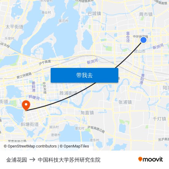 金浦花园 to 中国科技大学苏州研究生院 map