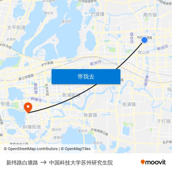 新纬路白塘路 to 中国科技大学苏州研究生院 map