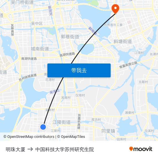 明珠大厦 to 中国科技大学苏州研究生院 map