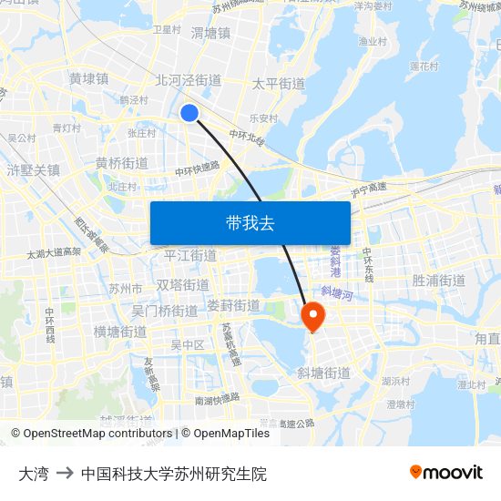 大湾 to 中国科技大学苏州研究生院 map
