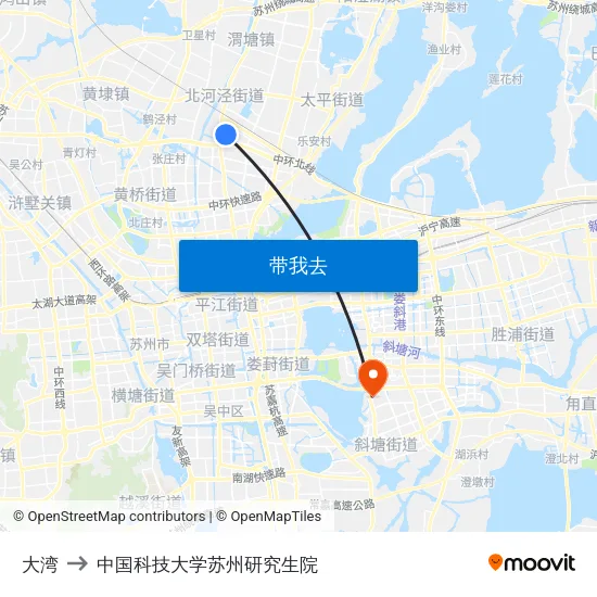 大湾 to 中国科技大学苏州研究生院 map