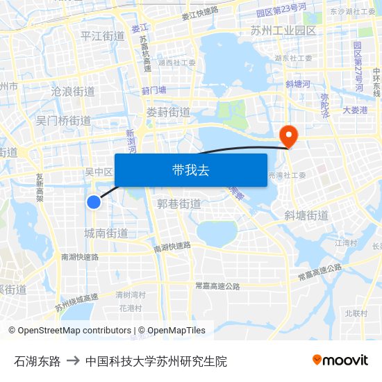 石湖东路 to 中国科技大学苏州研究生院 map