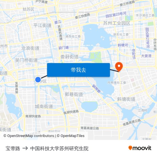宝带路 to 中国科技大学苏州研究生院 map