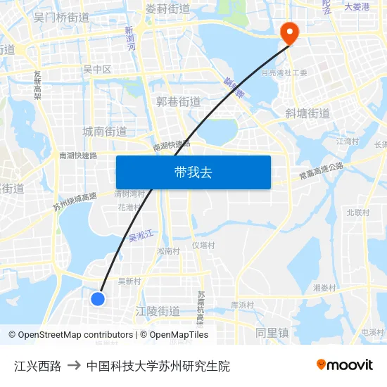 江兴西路 to 中国科技大学苏州研究生院 map