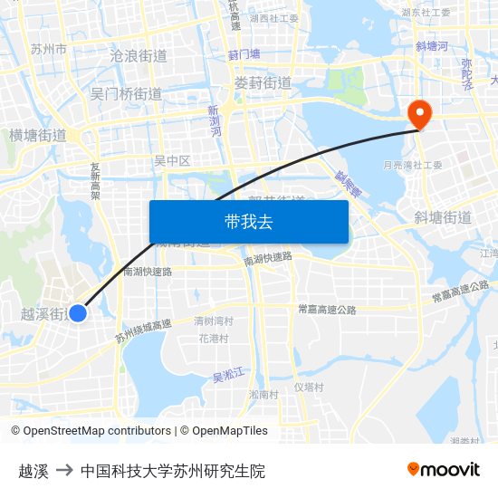 越溪 to 中国科技大学苏州研究生院 map