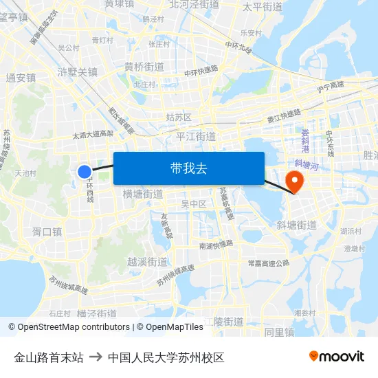 金山路首末站 to 中国人民大学苏州校区 map