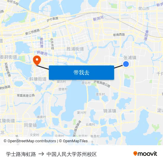 学士路海虹路 to 中国人民大学苏州校区 map