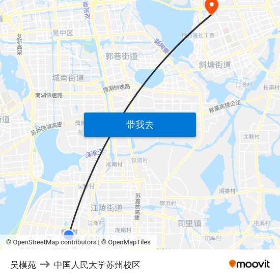 吴模苑 to 中国人民大学苏州校区 map