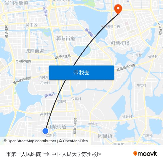 市第一人民医院 to 中国人民大学苏州校区 map