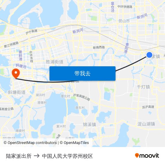 陆家派出所 to 中国人民大学苏州校区 map