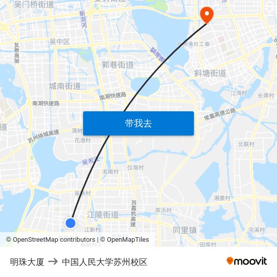 明珠大厦 to 中国人民大学苏州校区 map