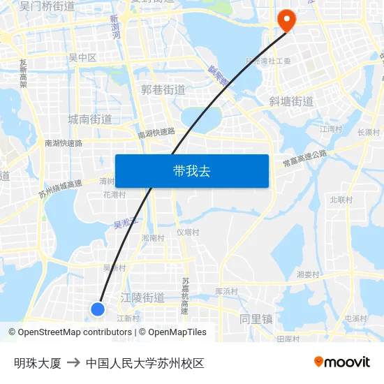 明珠大厦 to 中国人民大学苏州校区 map