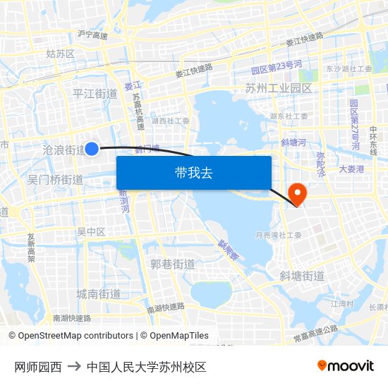 网师园西 to 中国人民大学苏州校区 map