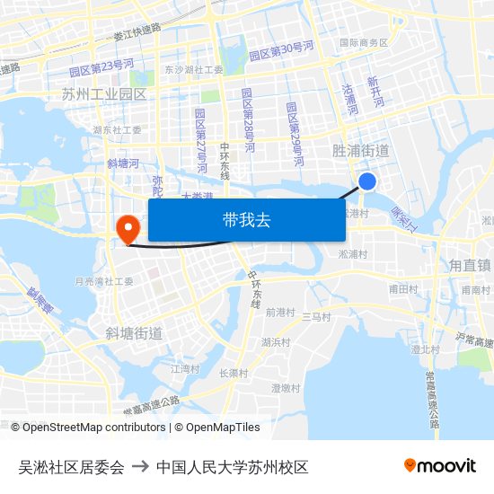 吴淞社区居委会 to 中国人民大学苏州校区 map