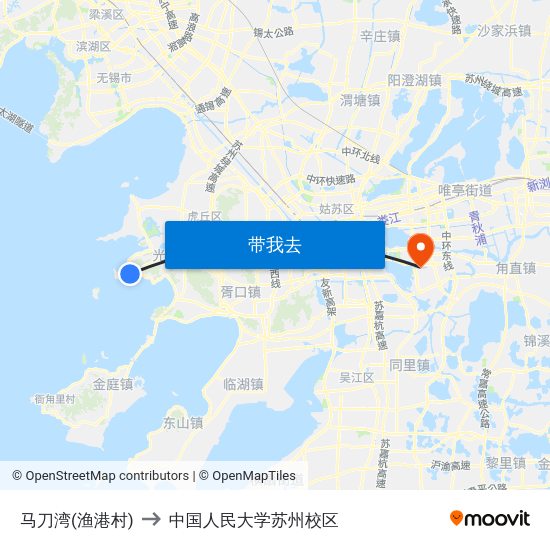 马刀湾(渔港村) to 中国人民大学苏州校区 map