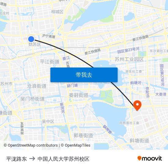 平泷路东 to 中国人民大学苏州校区 map