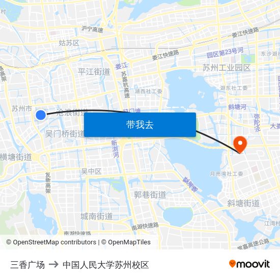 三香广场 to 中国人民大学苏州校区 map