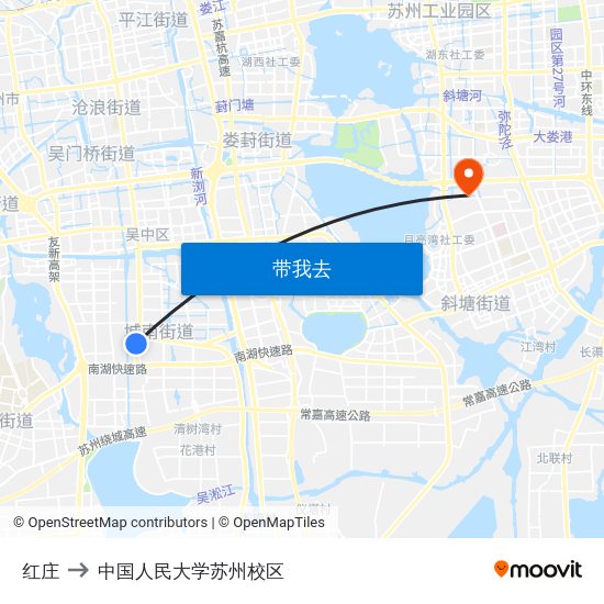 红庄 to 中国人民大学苏州校区 map