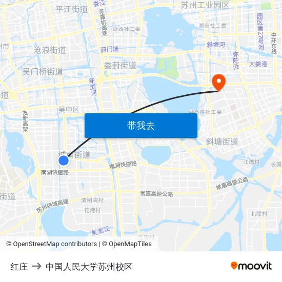 红庄 to 中国人民大学苏州校区 map