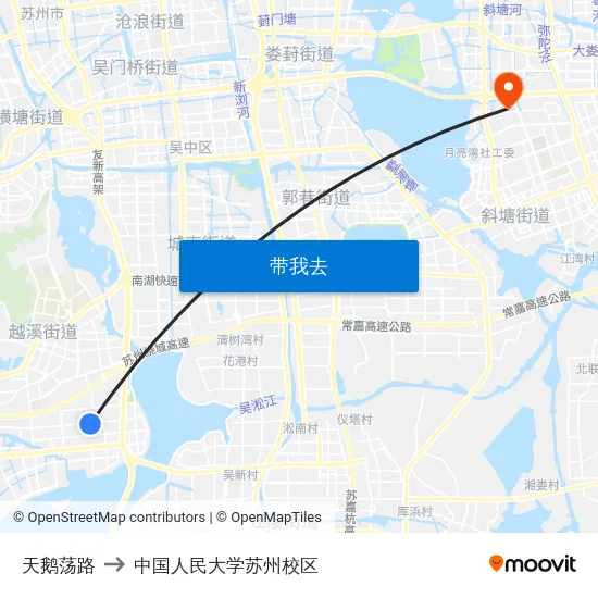 天鹅荡路 to 中国人民大学苏州校区 map