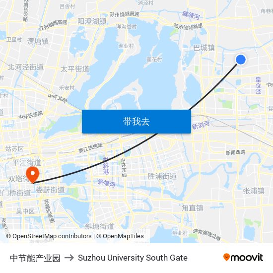 中节能产业园 to Suzhou University South Gate map