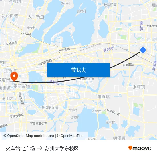 火车站北广场 to 苏州大学东校区 map