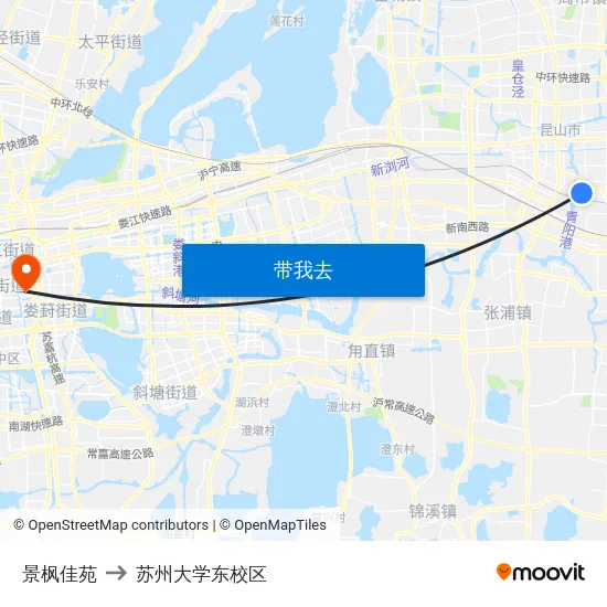景枫佳苑 to 苏州大学东校区 map