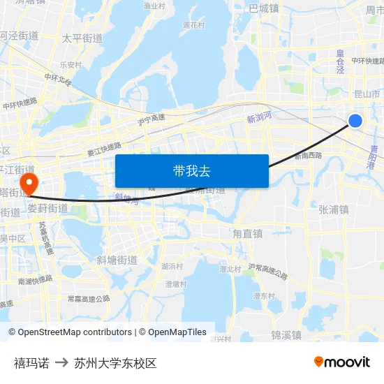 禧玛诺 to 苏州大学东校区 map