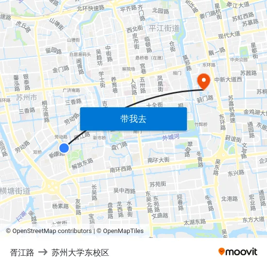 胥江路 to 苏州大学东校区 map