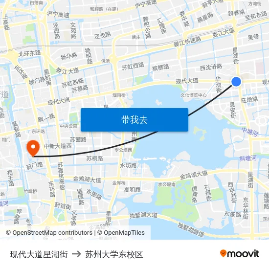 现代大道星湖街 to 苏州大学东校区 map