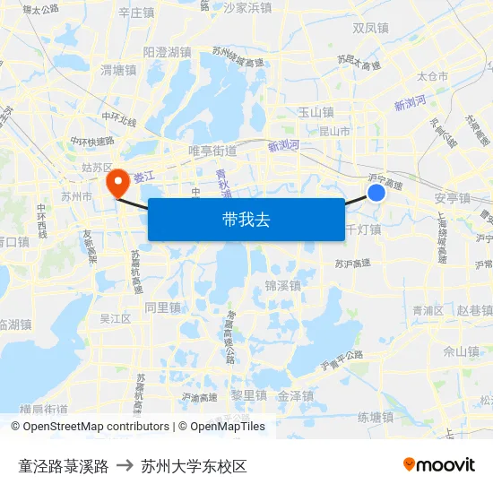 童泾路菉溪路 to 苏州大学东校区 map