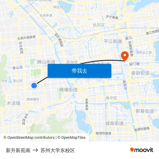 新升新苑南 to 苏州大学东校区 map